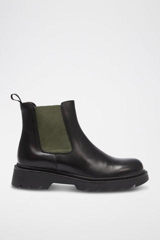 Botins Chelsea em couro - Preto e verde