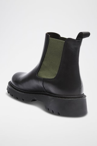 Botins Chelsea em couro - Preto e verde