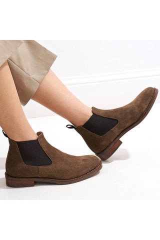 Bottines Chelsea en nubuck - Taupe