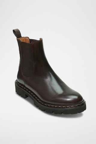 Botins Chelsea em couro Regular - Castanho-escuro