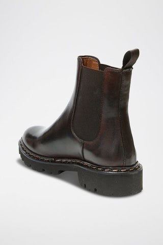Botins Chelsea em couro Regular - Castanho-escuro