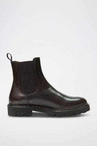 Botins Chelsea em couro Regular - Castanho-escuro