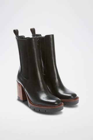 Botins Chelsea em couro Regular - Preto