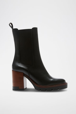 Botins Chelsea em couro Regular - Preto