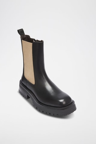 Bottines Chelsea en cuir Comfort - Noir et beige