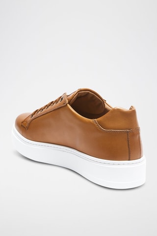 Sapatilhas em couro Regular - Castanho