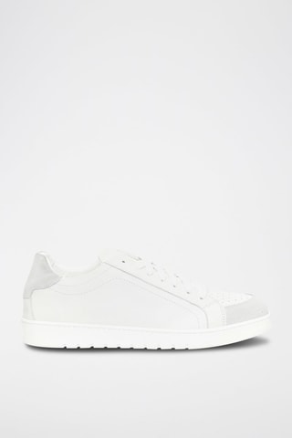 Sneakers en cuir Lace-Up - Blanc et gris 