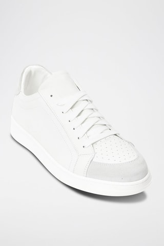 Sneakers en cuir Lace-Up - Blanc et gris 
