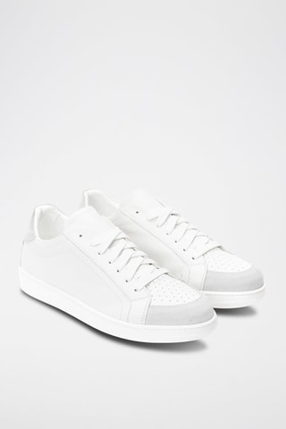 Sneakers en cuir Lace-Up - Blanc et gris 