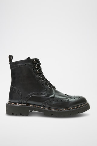 Bottines regular en cuir - Noir