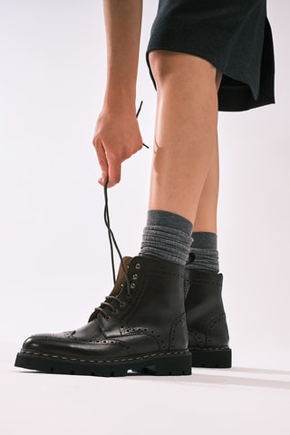 Bottines regular en cuir - Marron foncé