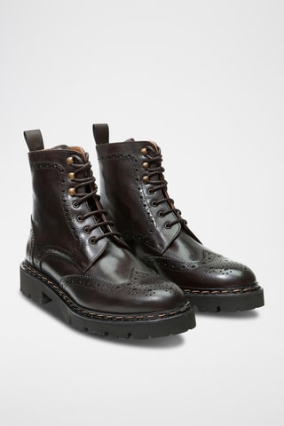 Bottines regular en cuir - Marron foncé