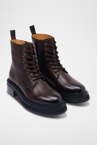 Bottines en cuir - Marron foncé