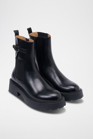 Botins regular em couro - Preto