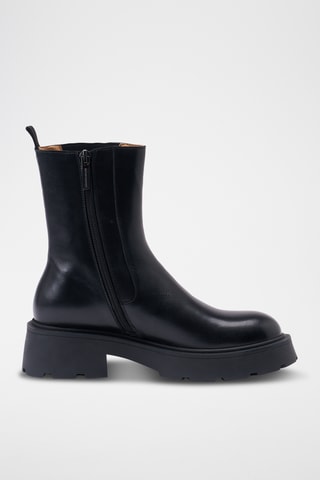 Botins regular em couro - Preto