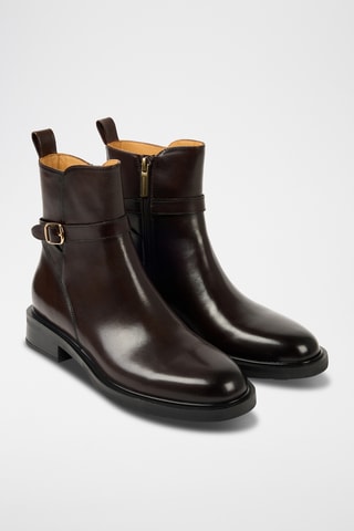 Bottines regular en cuir - Marron foncé