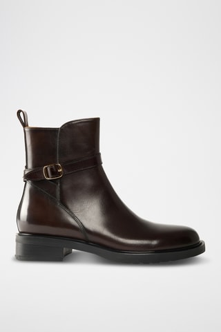 Bottines regular en cuir - Marron foncé