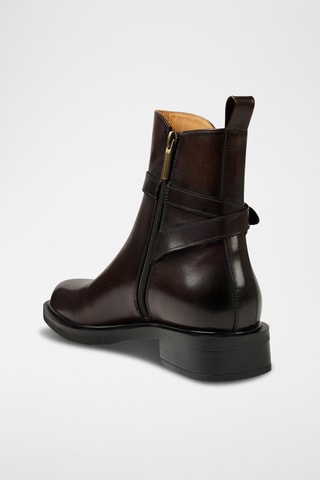 Bottines regular en cuir - Marron foncé