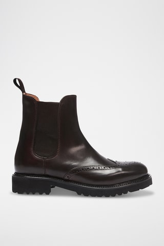 Bottines Chelsea regular en cuir - Marron foncé