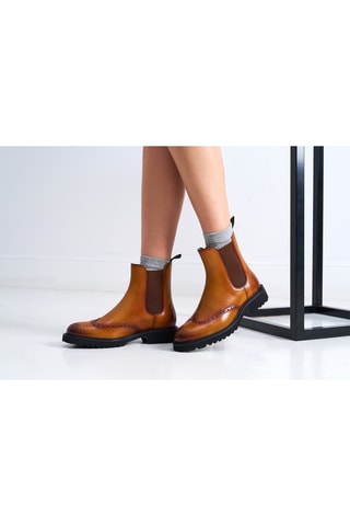 Bottines Chelsea regular en cuir - Camel