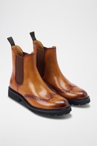 Bottines Chelsea regular en cuir - Camel