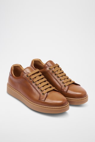 Sapatilhas regular em couro - Camel