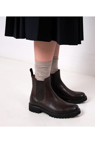 Bottines Chelsea regular en cuir - Marron foncé