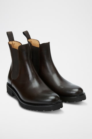 Bottines Chelsea regular en cuir - Marron foncé