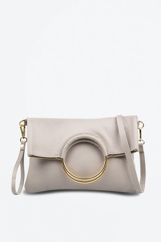 Sac bandoulière et pochette en cuir Corinna - Gris clair