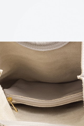 Sac bandoulière et pochette en cuir Corinna - Gris clair