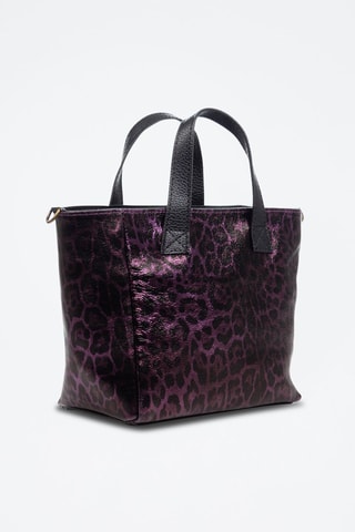 Cabas en nubuck Cassandra - Noir et violet