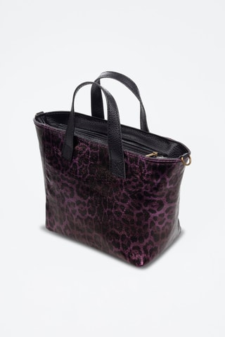 Cabas en nubuck Cassandra - Noir et violet