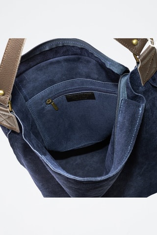 Sac à main en nubuck - Bleu marine