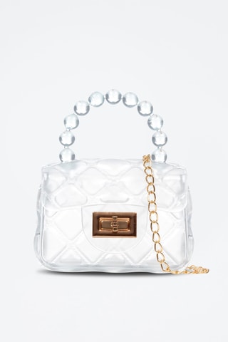 Sac à main en cuir - Blanc et doré - Libellula