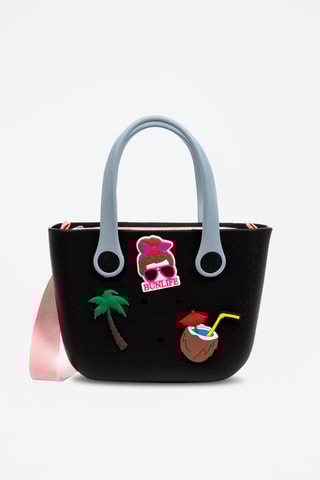 Sac à main et pochette - Noir et corail - Libelulla