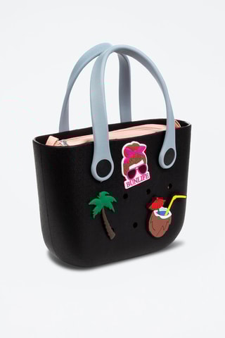Sac à main et pochette - Noir et corail - Libelulla