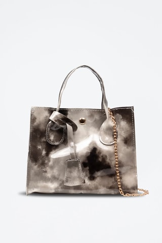 Sac à main en cuir - Gris et noir