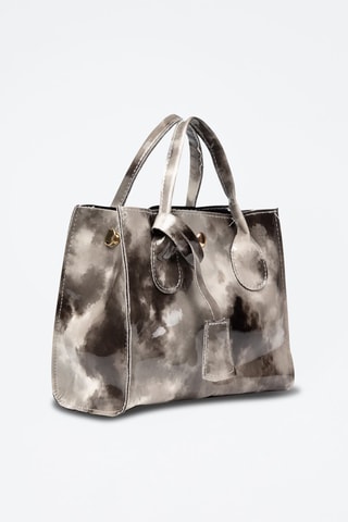 Sac à main en cuir - Gris et noir