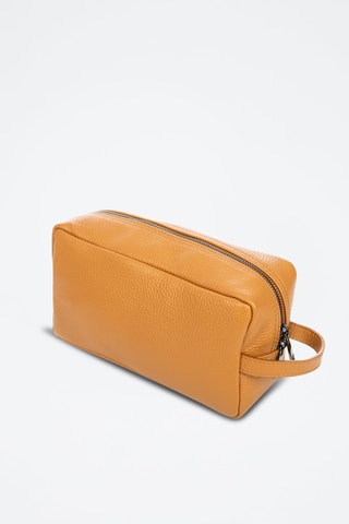 Trousse de toilette en cuir - Moutarde