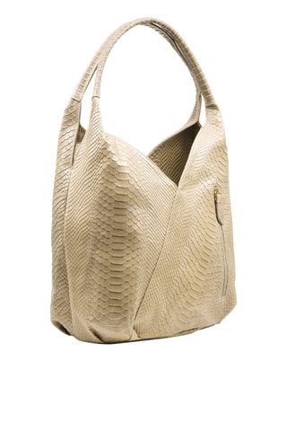 Sac porté épaule en cuir - Beige et écru