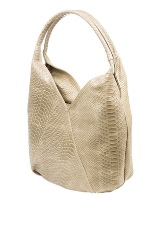 Sac porté épaule en cuir - Beige et écru