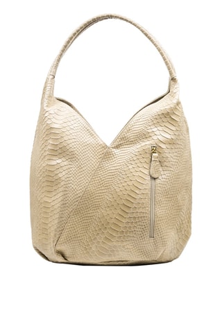 Sac porté épaule en cuir - Beige et écru
