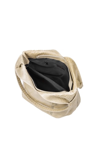 Sac porté épaule en cuir - Beige et écru