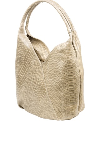 Sac porté épaule en cuir - Beige et écru