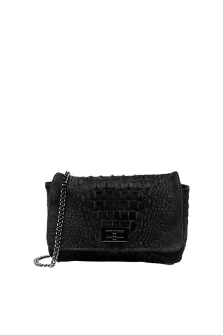 Sac bandoulière en nubuck Monteriggioni - Noir et argenté