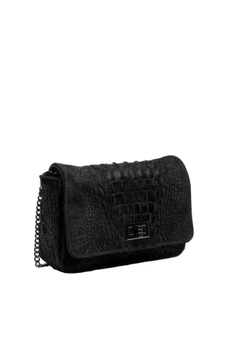 Sac bandoulière en nubuck Monteriggioni - Noir et argenté
