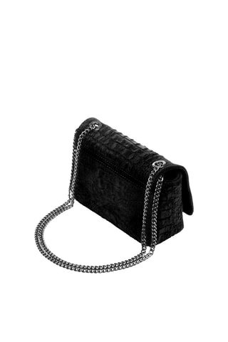Sac bandoulière en nubuck Monteriggioni - Noir et argenté