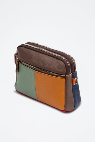 Sac bandoulière en cuir Attigliano - Bleu, rouge et orange