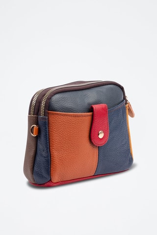 Sac bandoulière en cuir Attigliano - Bleu, rouge et orange