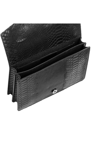 Sac bandoulière en cuir Luce - Noir et argenté - 27 x 8 x 18 cm